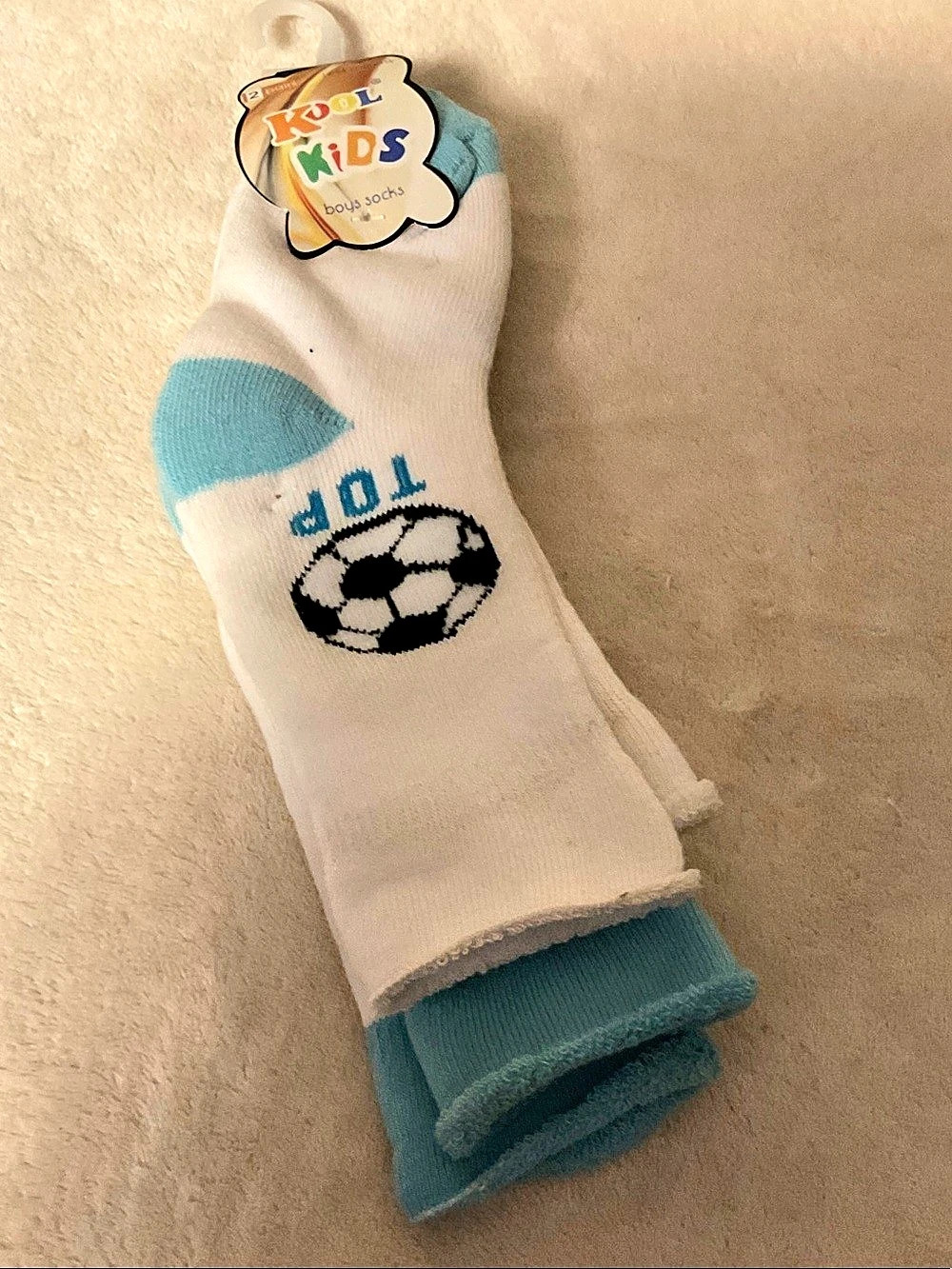 Kool Kids Boys Soccer Socks White & Blue NWT